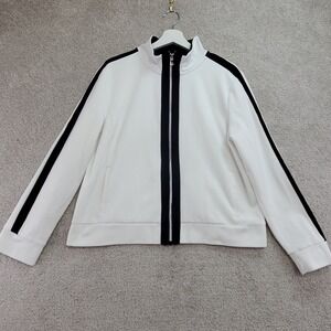 Lauren RALPH LAUREN Active Track Jacket Women White Black Stripe XLTennis Preppy